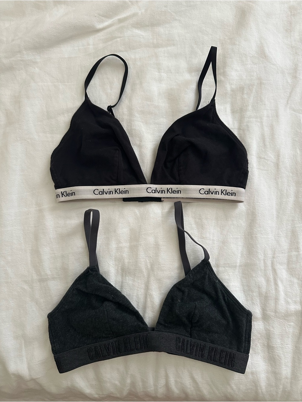 Calvin Klein Black Triangle Bralettes — two Pack